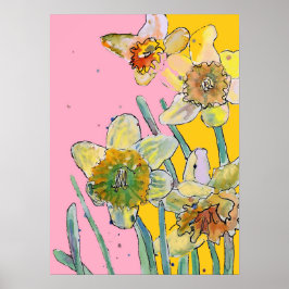 Doofodin Gelb Rosa Blumengarten Poster