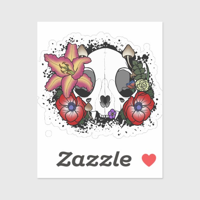 Doom and Bloom Cat Skull Aufkleber (Blatt)