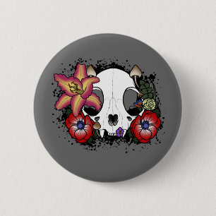 Doom and Bloom Cat Skull Button