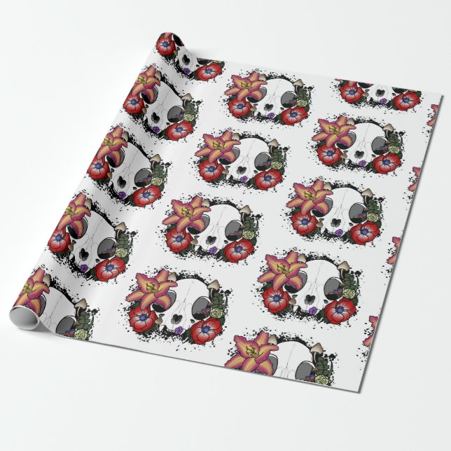 Doom and Bloom Cat Skull Geschenkpapier (Ungerollt)