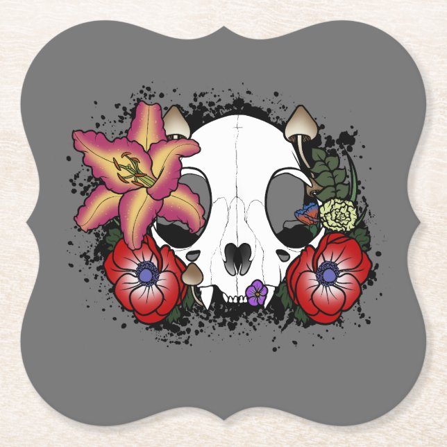 Doom and Bloom Cat Skull Untersetzer (Vorderseite)