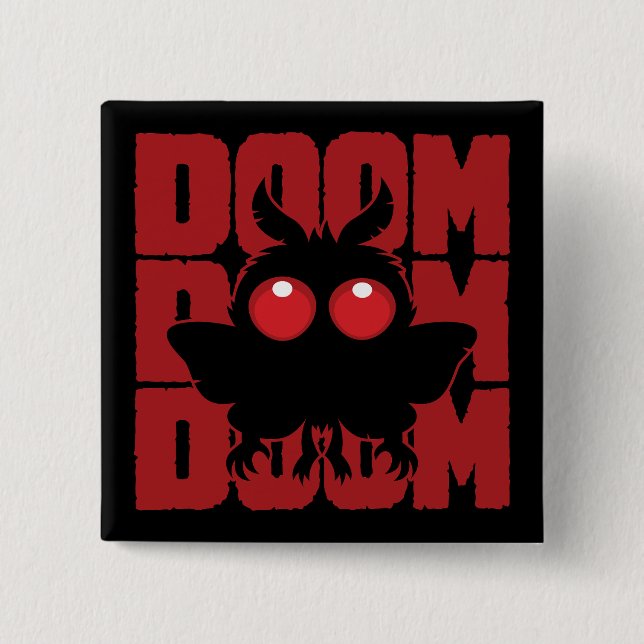 DOOM DOOM DOOM Kawaii Mothman Kryptid Button (Vorderseite)