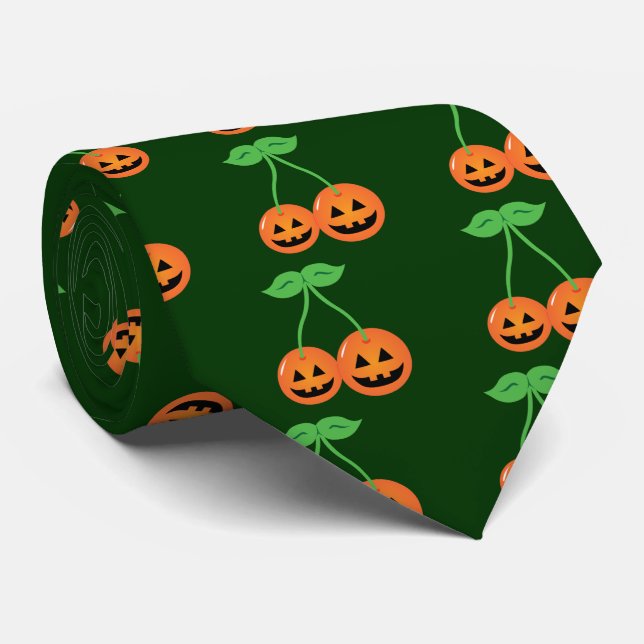 Doom Jack o' Lantern Cherries Krawatte (Gerollt)