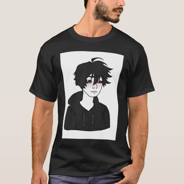 Doomer-Typ E Boy fühlt Wojak Meme T-Shirt (Vorderseite)