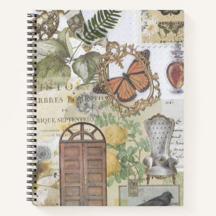 Door Botanical Vintag Ephemera Decoupage Notizbuch