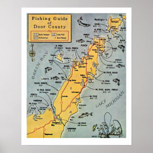 "Door County Fishing 16x20 Kartenprint Poster