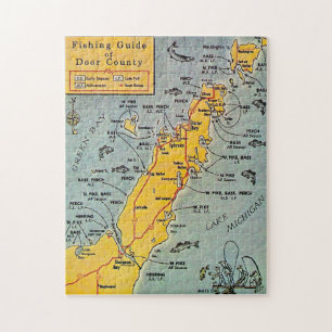 "Door County Fishing Karte 11x14 Puzzle