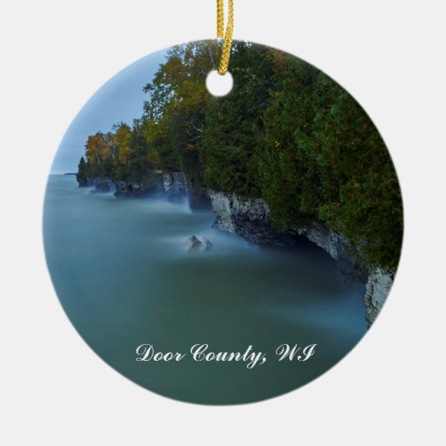 Door County Höhlen-Punkt-Klippen Keramik Ornament (Vorne)
