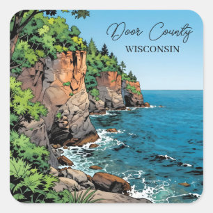 Door County Illustration   Die Steilhänge und der  Quadratischer Aufkleber