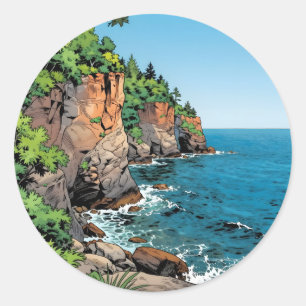 Door County Illustration   Die Steilhänge und der  Runder Aufkleber