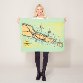 Door County Vintage-Karten-Fleece-Decke Fleecedecke