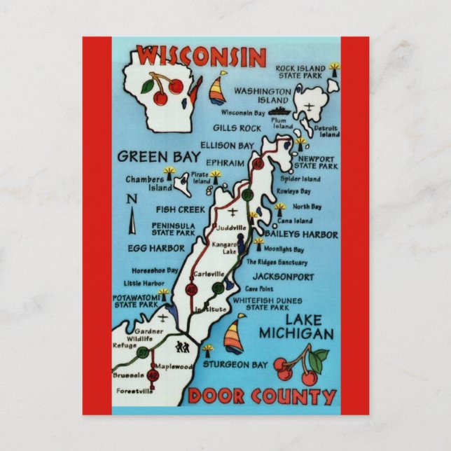 Door County WI Postkarte (Vorderseite)