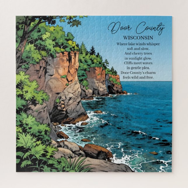 Door County, Wisconsin Illustration and Poem (Vertikal)