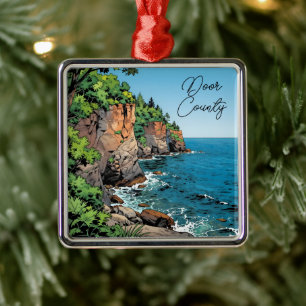 Door County, Wisconsin Reise-Souvenir Andenken Ornament Aus Metall