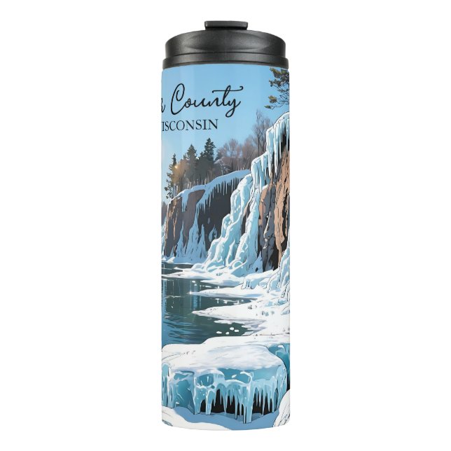 Door County  Wisconsin Winter Bluffs Thermosbecher (Vorderseite)