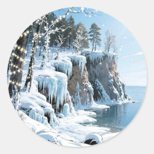 Door County Wisconsin Winter Weihnachten Runder Aufkleber