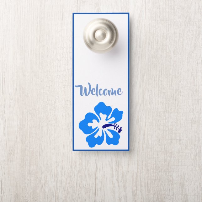 Door Hanger-Welcome Blue Hibisken Türanhänger (Auf Knauf)