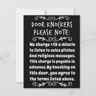 Door Knockers Unwelcome Visitors Contract Sign UK