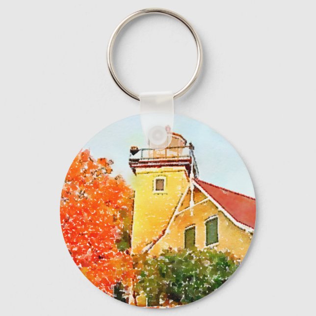 Door Landkreis Eagle Bluff Leuchtturm Wasserfarbe Schlüsselanhänger (Vorderseite)