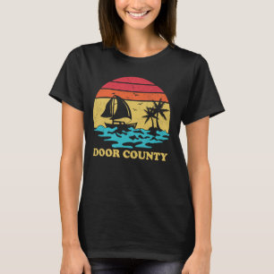 Door Landkreis Segeln Vintag Palm Tree Sailboat Su T-Shirt