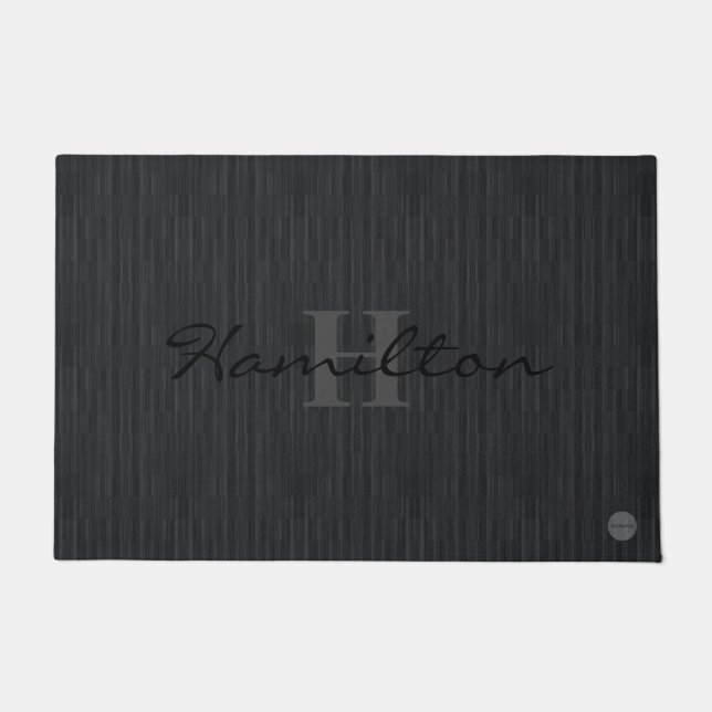 Door Mat - HAMbWG - Schwarze Gradient/Monogramm Fußmatte (Vorderseite)