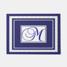 Door Mat Initial M Monogramm blau weiß