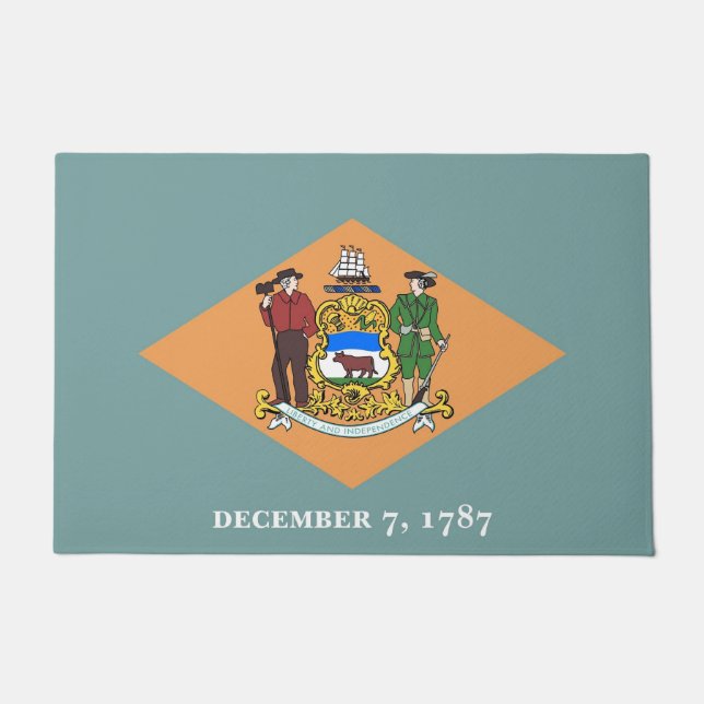 Door Mat mit Flagge des Delaware-Staat, USA Fußmatte (Vorderseite)