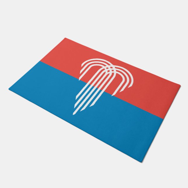 Door Mat mit Flagge von Kansas City, Missouri Fußmatte (Schrägansicht)