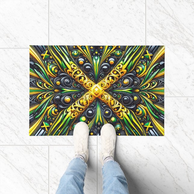 Door Mat mit jamaikanischer Farbgestaltung Fußmatte (Indoor)