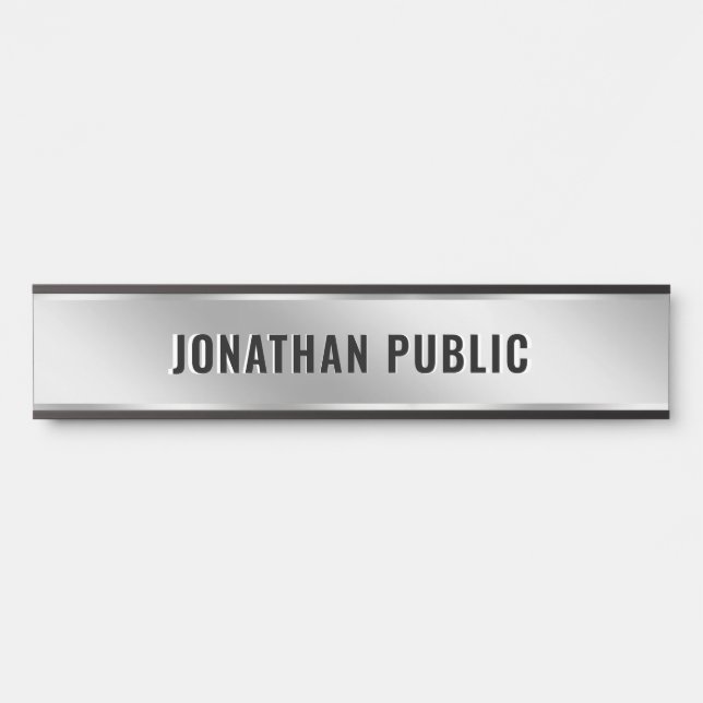 Door Sign Custom Text Elegant Modern Silver Home Türschild (Vorderseite )