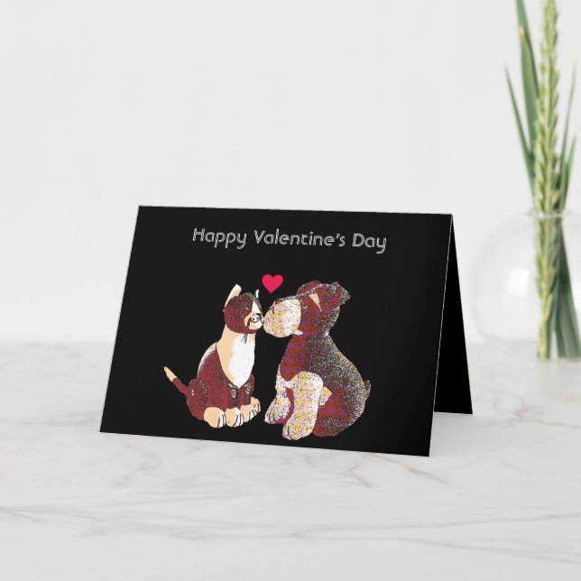 Door Stopp Dog and Cat Editable Valentine Karte (Vorderseite)