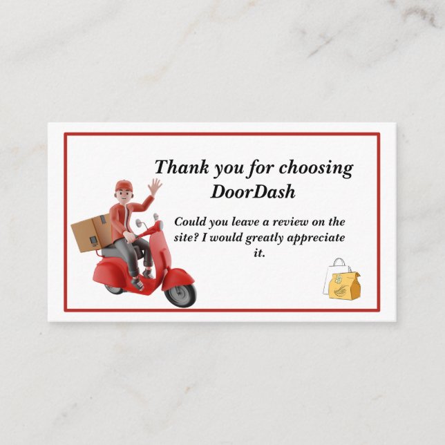 Doordash Delivery Driver Vielen Dank Visitenkarte (Vorderseite)