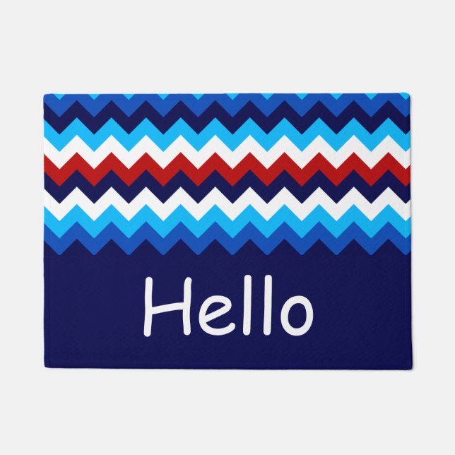 Doormat cool Red White Chevrons Monogram Doormat Fußmatte (Vorderseite)