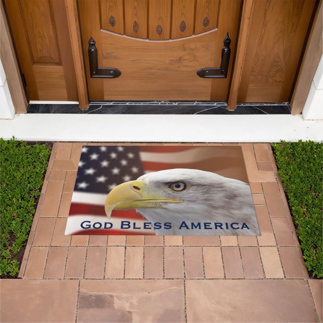 Doormat Gott segne Amerika Adlerflagge Fußmatte (Außenbereich)