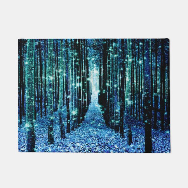 Doormat: Magischer Wald Türkis Aquamarin Fußmatte (Vorderseite)