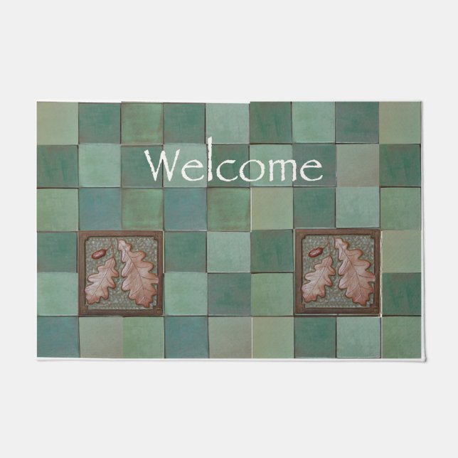 Doormat mit Kunsthandwerker aus Eichenblättern Fußmatte (Vorderseite)