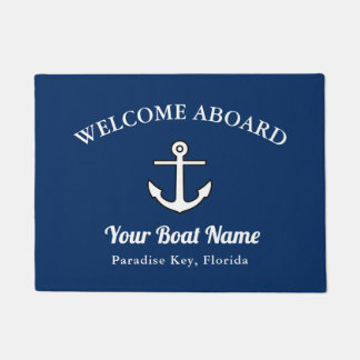 Doormat Navy Blue Willkommen auf dem Ankerschiff N Fußmatte