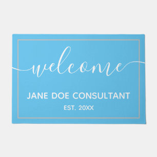 Doormat - Personalisierter Empfang Sky Blue + Whit Fußmatte