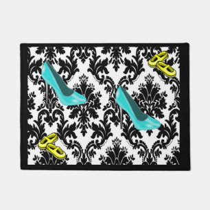 Doormat weiße schwarze blaue Schuhe Fußmatte