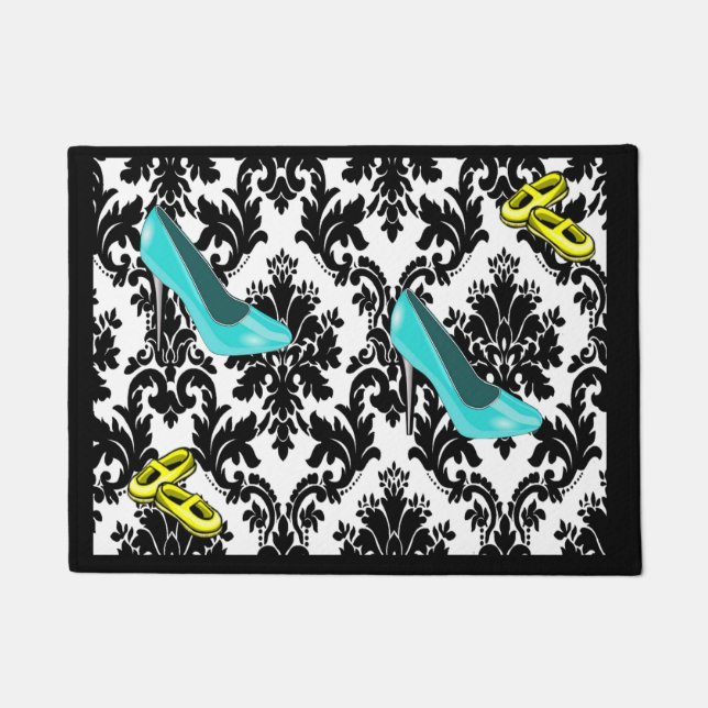 Doormat weiße schwarze blaue Schuhe Fußmatte (Vorderseite)