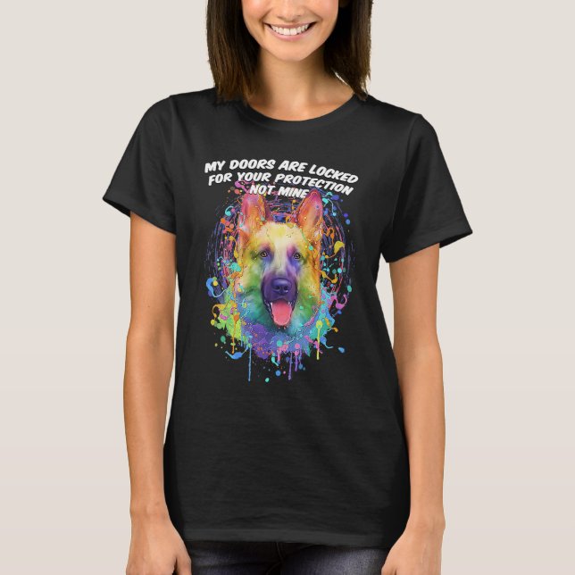Doors Are Locked for Your Protection  German Sheph T-Shirt (Vorderseite)