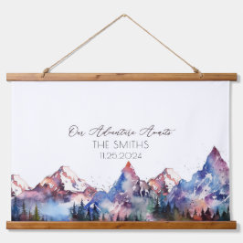 Dopamin Mountain Alternative Wedding Gästebuch Wandteppich Mit Holzrahmen