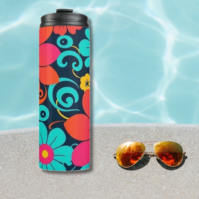 Dopamindesign - Bright Funky Blume-Retro Thermosbecher (Dopamine Design– Bright Funky Flowers-Retro Thermal Tumbler)