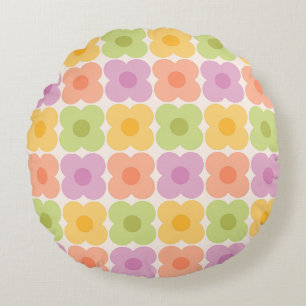 Dopamine-Dekor Retro-Blumen 70er Pastell-Geometrie Rundes Kissen