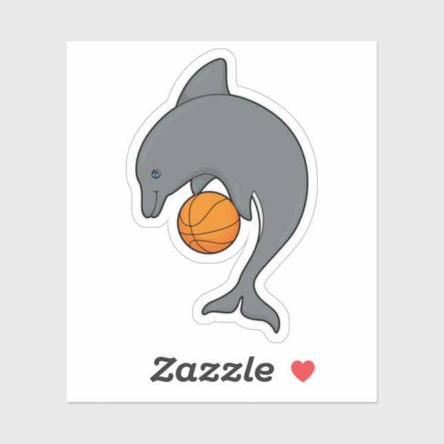 Dophin als Basketballspieler mit Basketball Aufkleber (Blatt)
