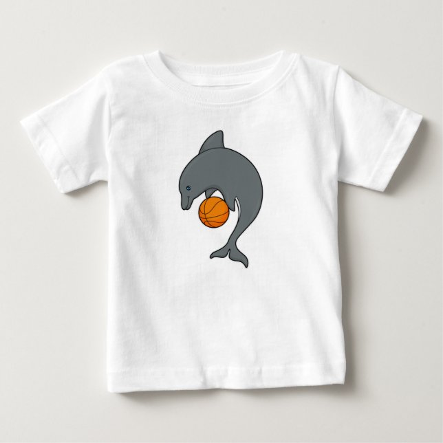 Dophin als Basketballspieler mit Basketball Baby T-shirt (Vorderseite)