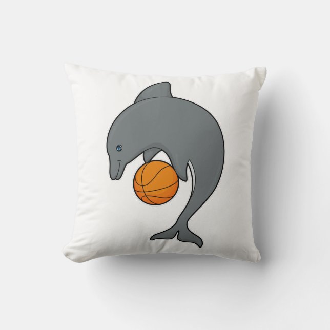 Dophin als Basketballspieler mit Basketball Kissen (Vorderseite)