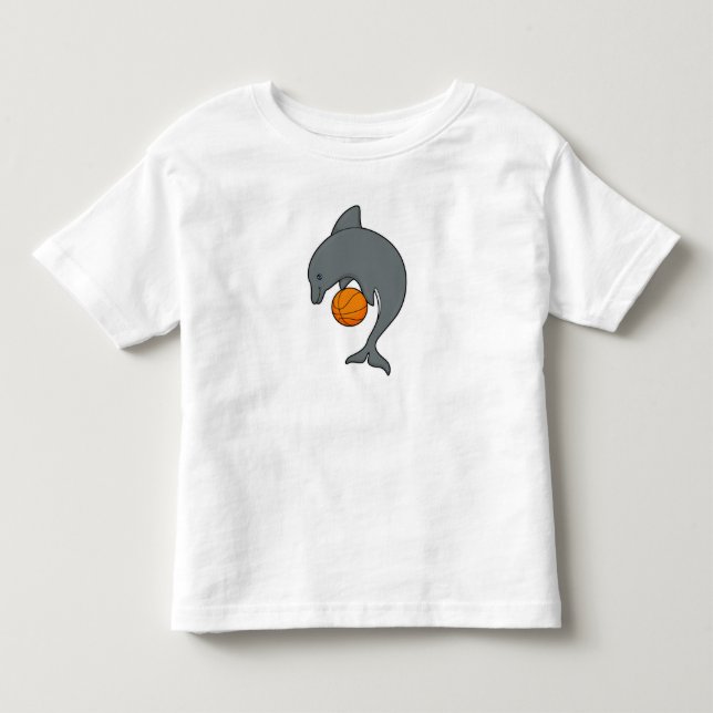 Dophin als Basketballspieler mit Basketball Kleinkind T-shirt (Vorderseite)