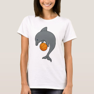 Dophin als Basketballspieler mit Basketball T-Shirt