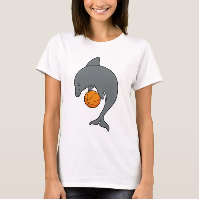 Dophin als Basketballspieler mit Basketball T-Shirt (Vorderseite)